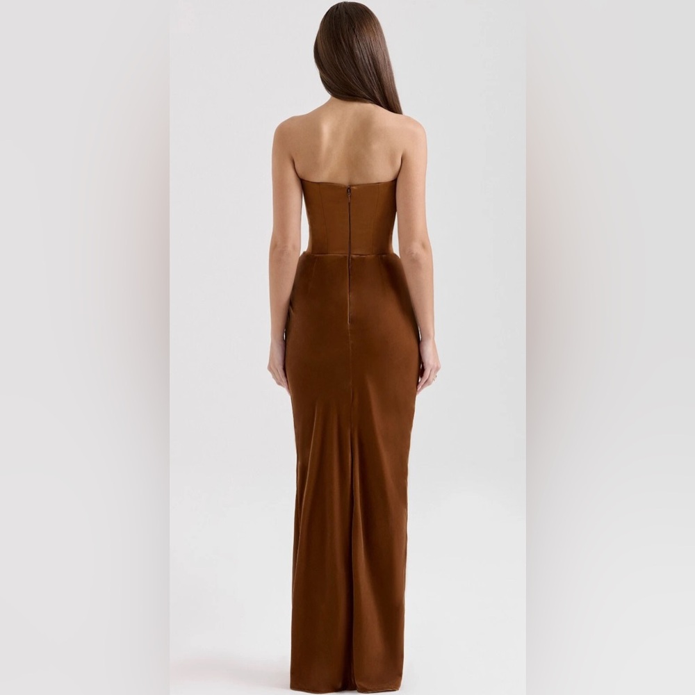 House of CB Strapless Brown Velvet Corset Gown - Picture 6 of 15